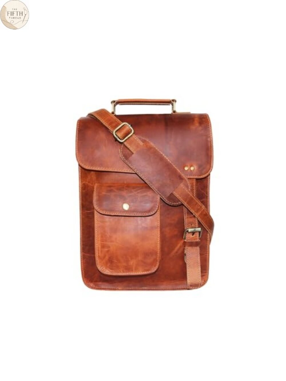 Leather Messenger Bag Laptop Case Briefcase Fits 13-14" Distressed Shoulder Bag